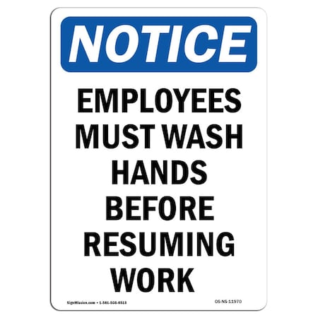 Signmission OSHA Employees Must Sanitize Hands Before Handling 18inX12in Peel & Stick Graphic, RD-1218-L-11965 OS-NS-RD-1218-L-11965